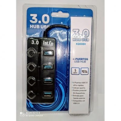 Puertos Hub Usb 3.0 Int.co Kq-008H 4 Puertos Acepta Fuente Externa