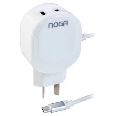 Accesorios Para Celulares Noganet Cargador Ngh-3 2 Usb A + Cable Usb C Incorporado 3A