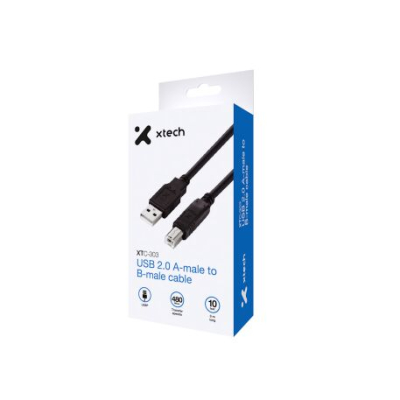 Cable Xtech Xtc-303 Impresora Usb 3 Metros 2.0 A-Macho A B-Macho